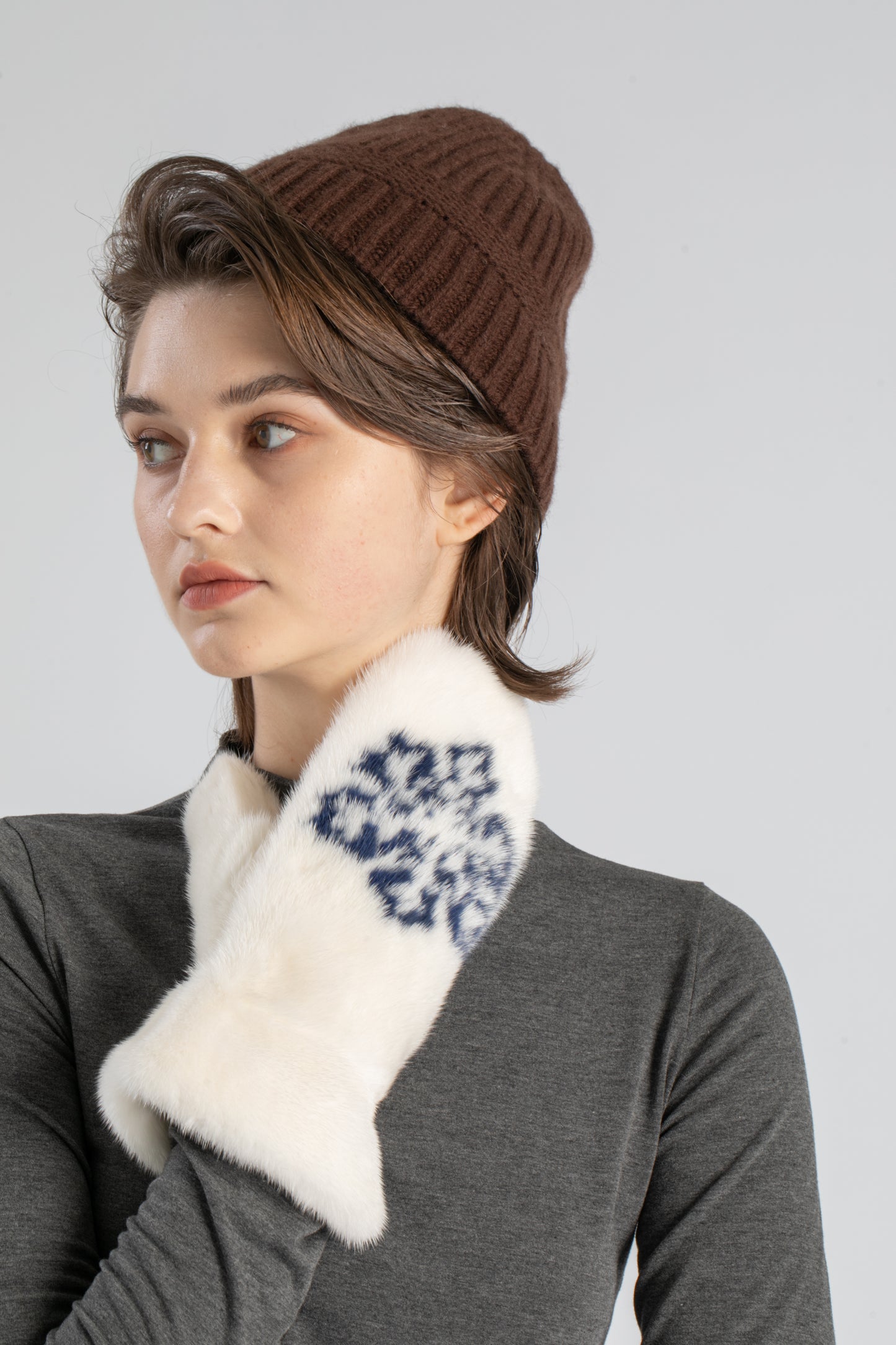 【Markcorp】 Autumn and Winter gloves printed warm fur gloves Mink sheepskin leisure gloves