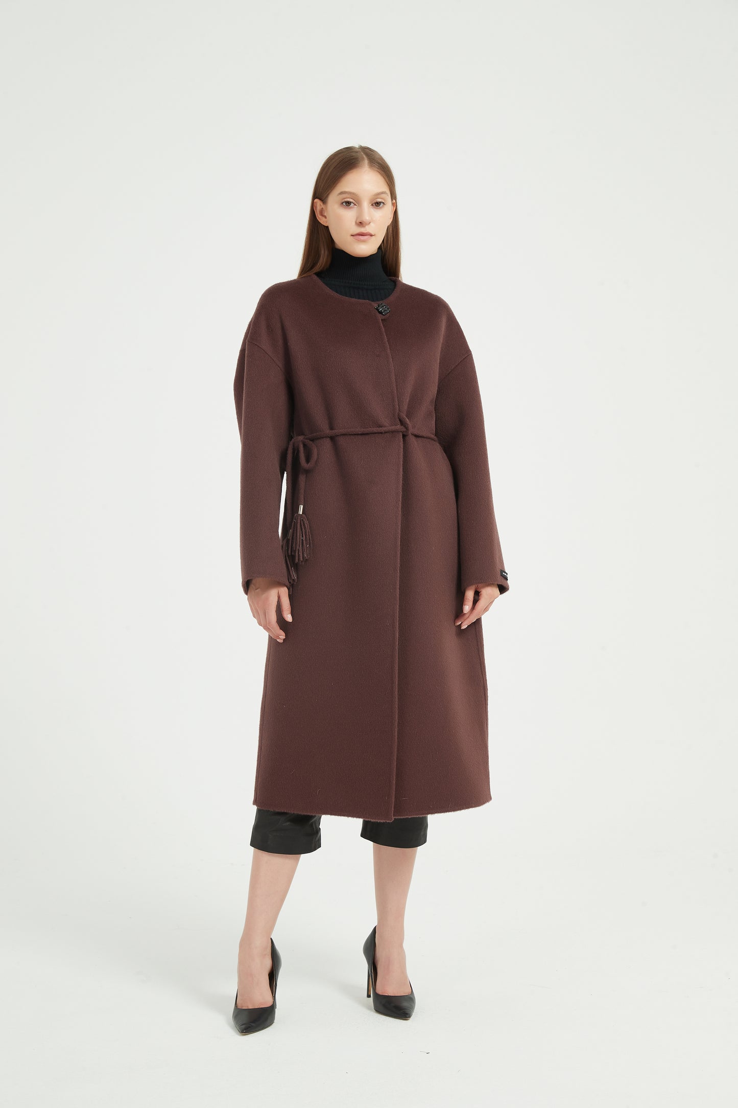 Markcorp designs women's wool camel fur round neck European and American style autumn and winter outerwear coat
