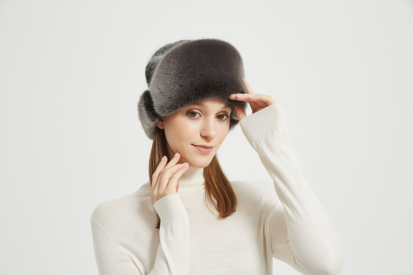 Markcorp fur straw hat knitted women's winter new black mink cotton hat warm hat thickened and popular