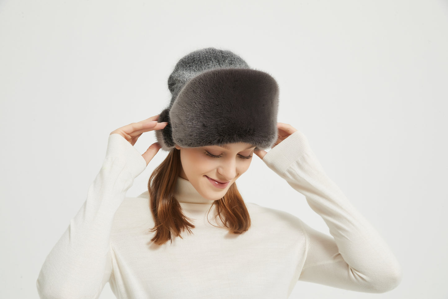 Markcorp fur straw hat knitted women's winter new black mink cotton hat warm hat thickened and popular