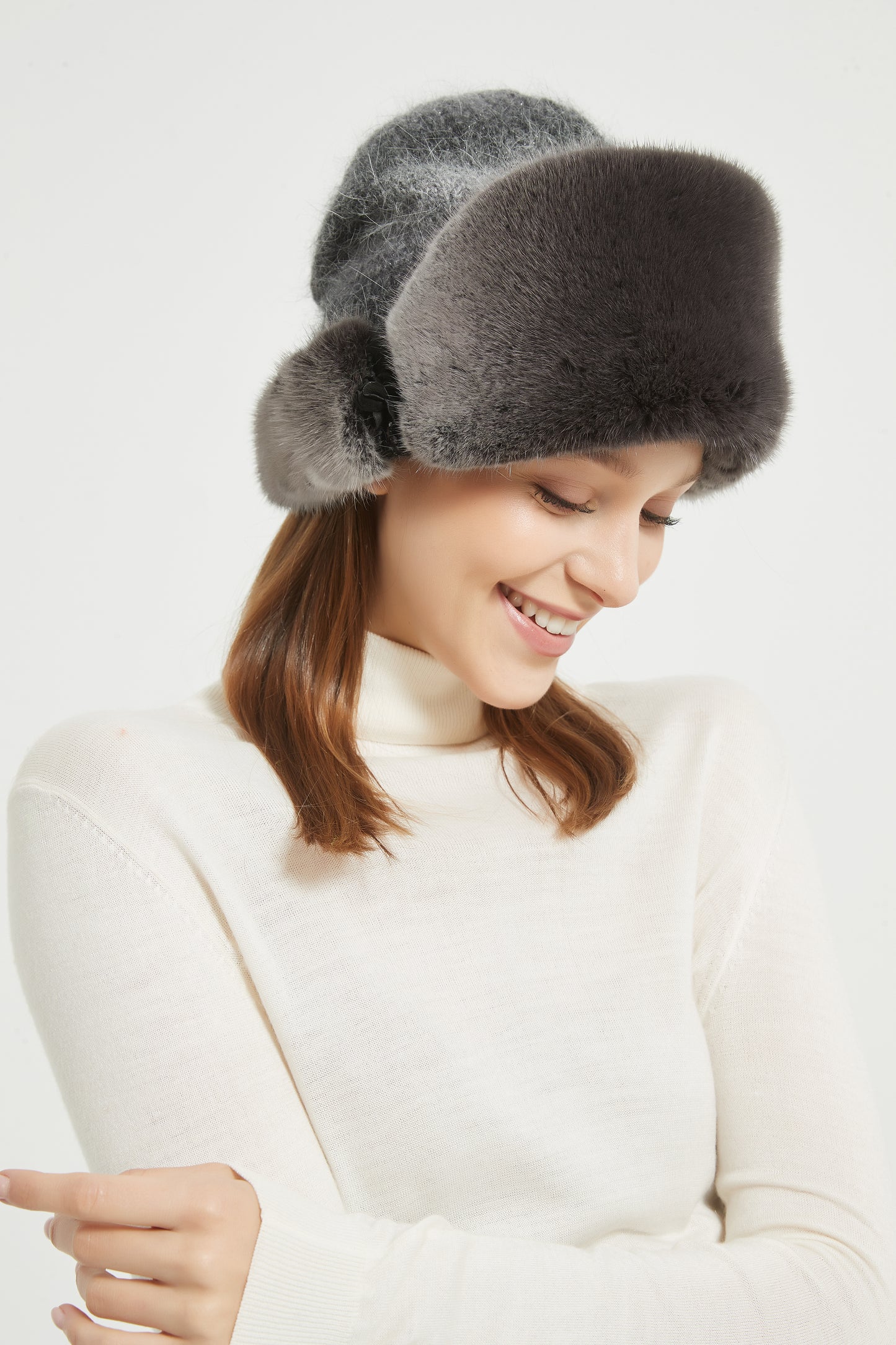 Markcorp fur straw hat knitted women's winter new black mink cotton hat warm hat thickened and popular
