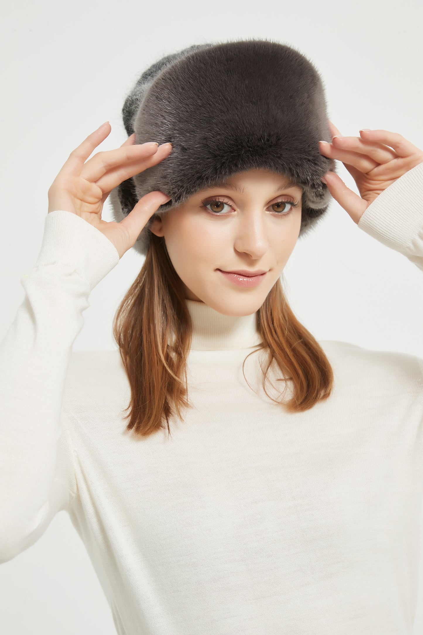 Markcorp fur straw hat knitted women's winter new black mink cotton hat warm hat thickened and popular