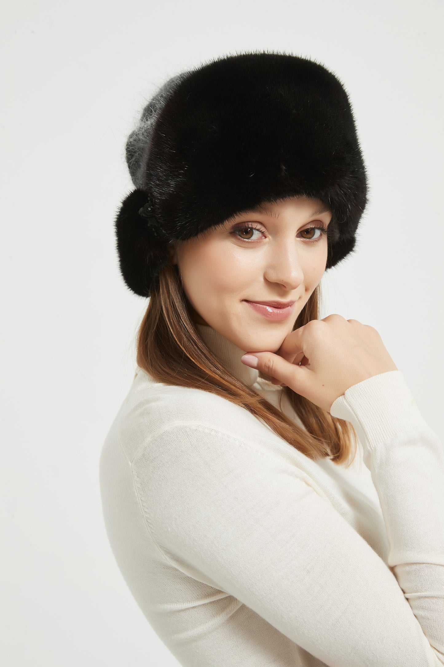 Markcorp fur straw hat knitted women's winter new mink cotton hat warm hat thickened and popular