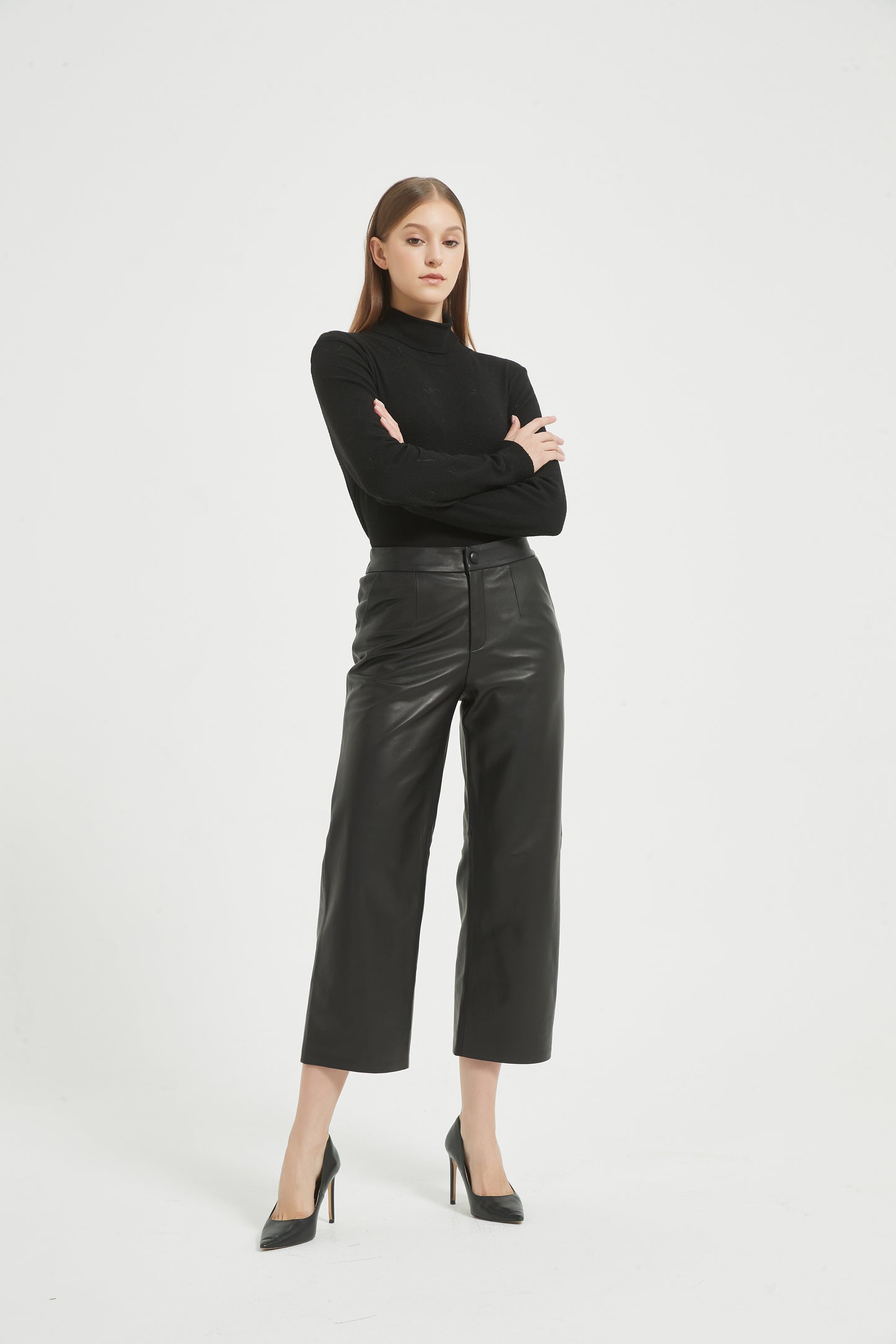 Markcorp full plant tanned sheepskin wide leg casual leather pants