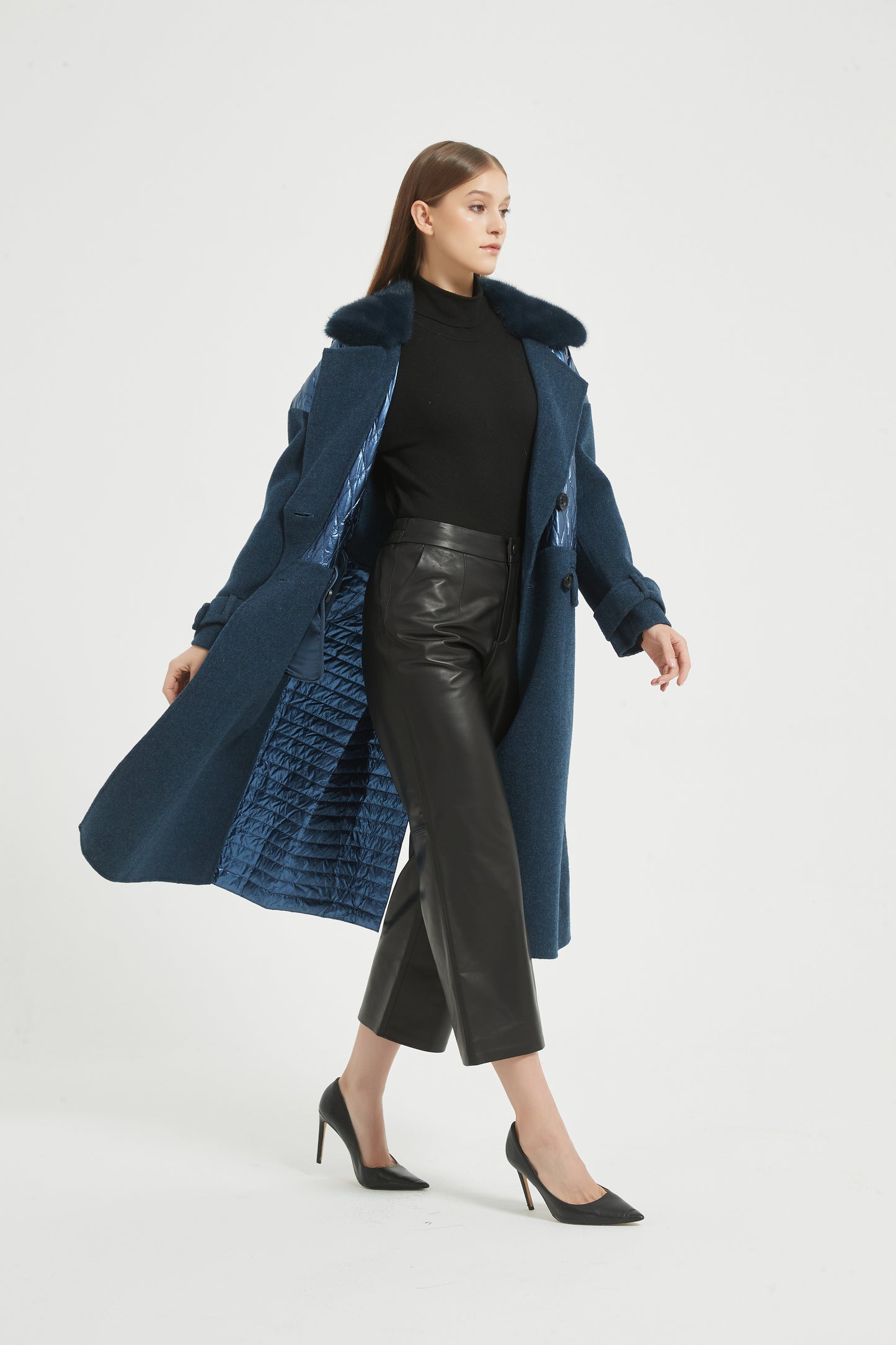 Markcorp original wool down coat, gemstone blue suit collar coat