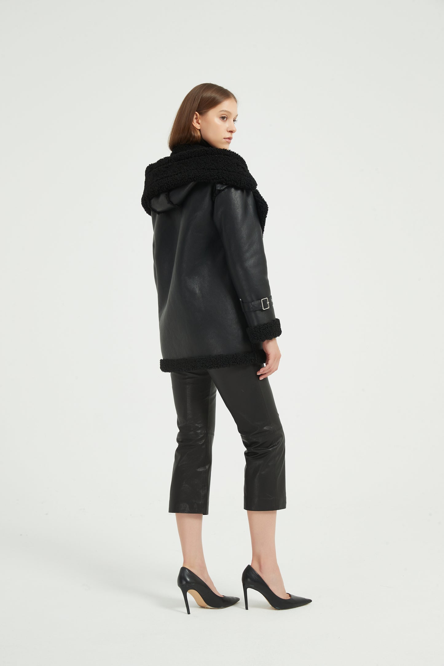 Markcorp Environmental protection fur one solid color faux fur faux leather fashion autumn and winter women's coat
