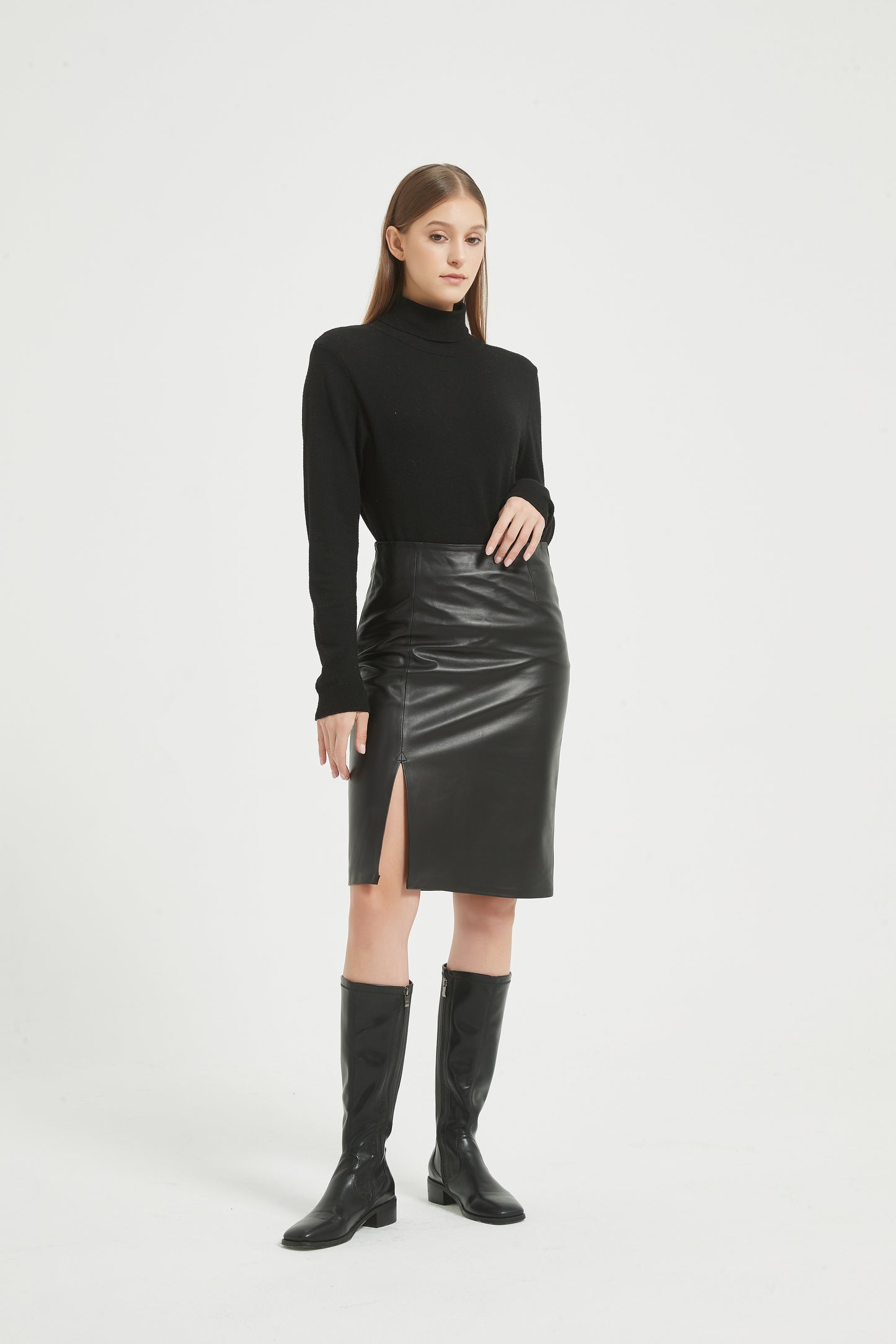 Markcorp High Waist Slim Short Skirt Wrapped Hip A-line Skirt Women's Autumn/Winter Sheepskin