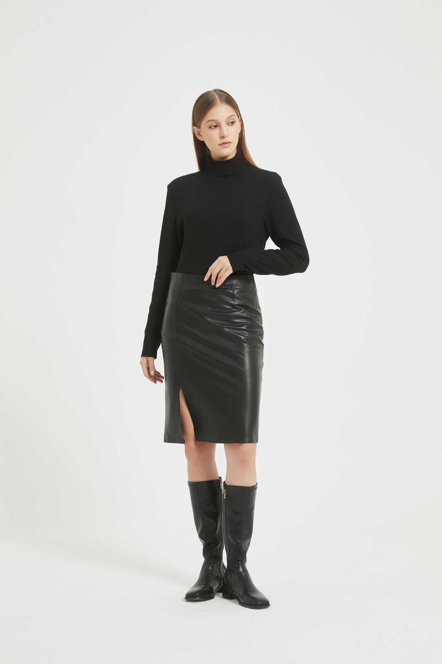 Markcorp High Waist Slim Short Skirt Wrapped Hip A-line Skirt Women's Autumn/Winter Sheepskin
