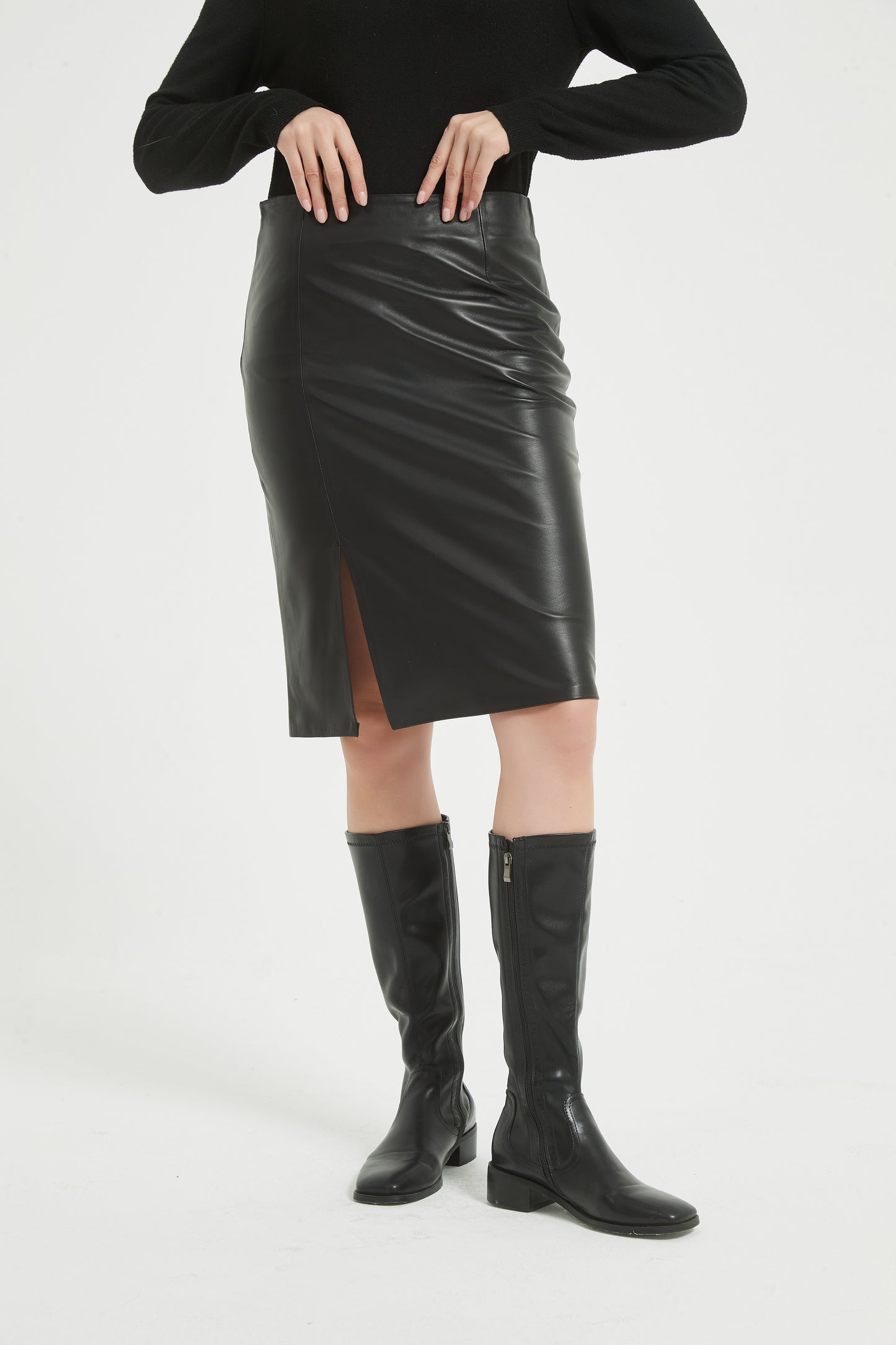 Markcorp High Waist Slim Short Skirt Wrapped Hip A-line Skirt Women's Autumn/Winter Sheepskin