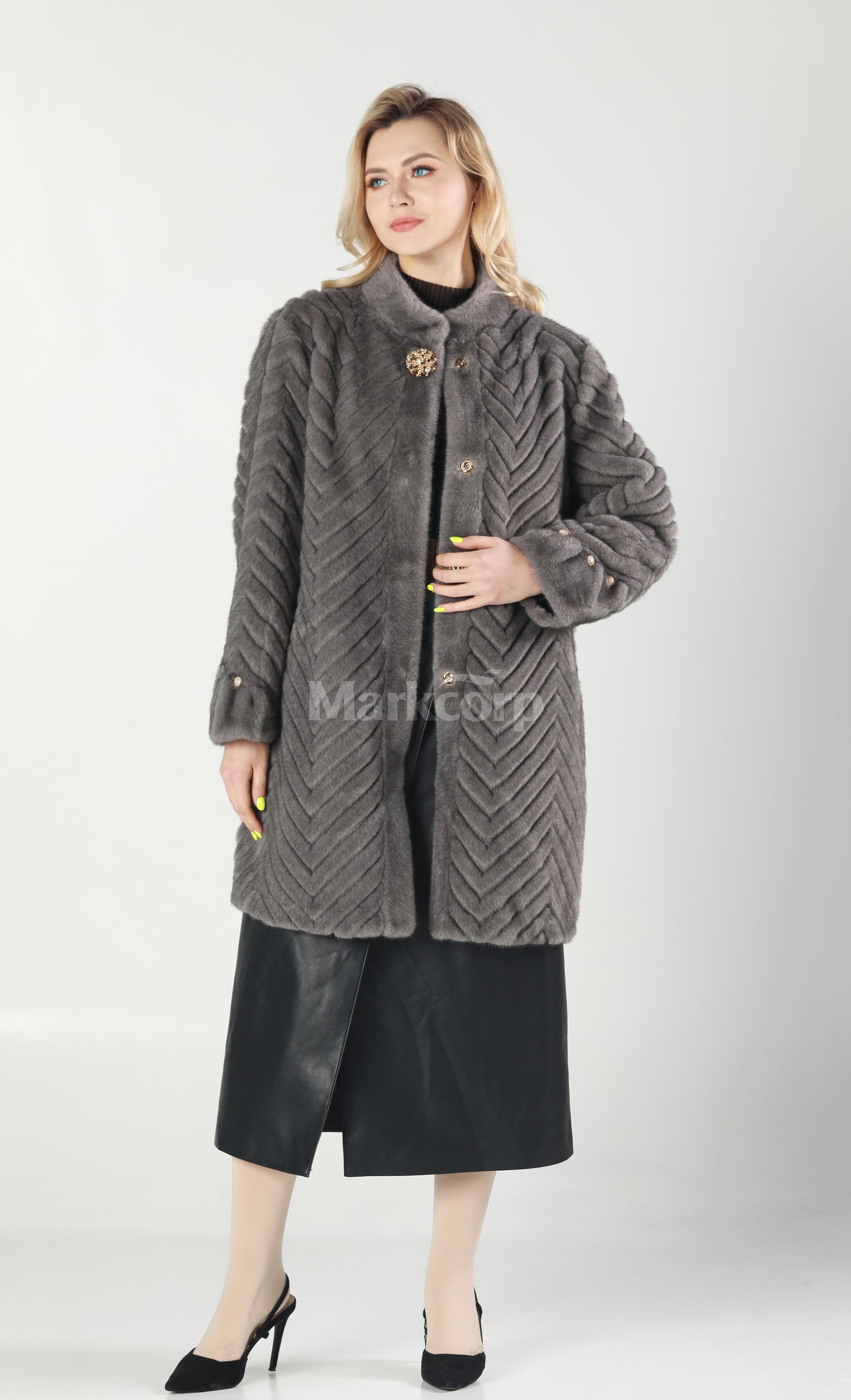 Markcorp Synthetic fur medium length coat