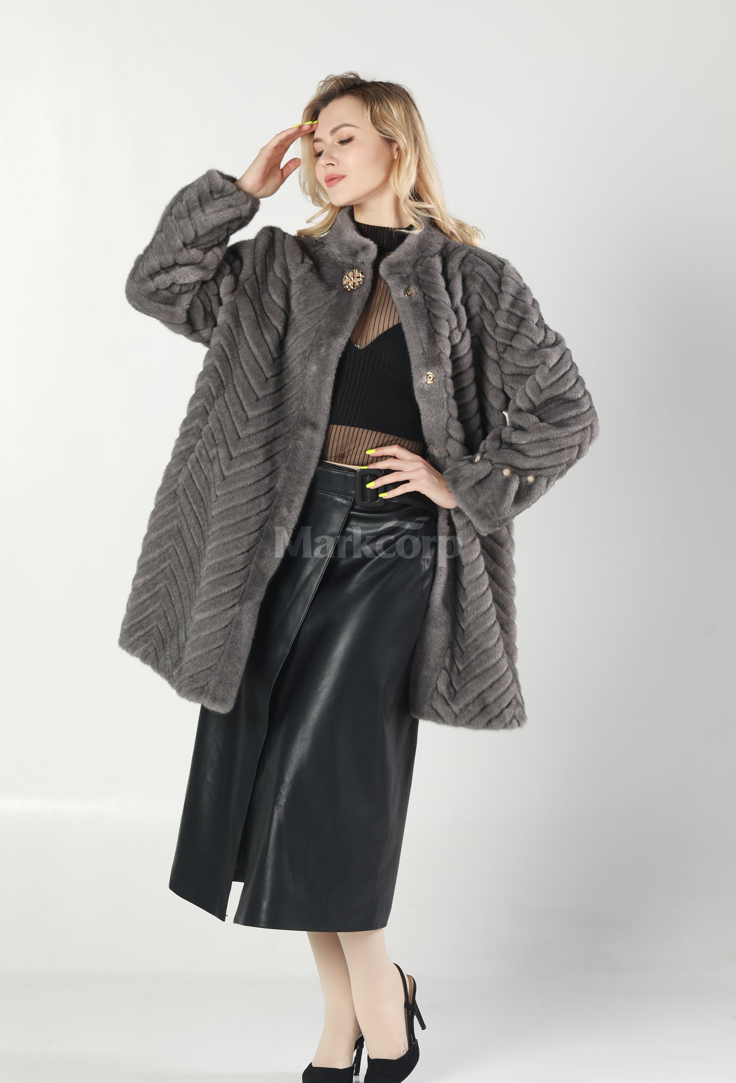 Markcorp Synthetic fur medium length coat