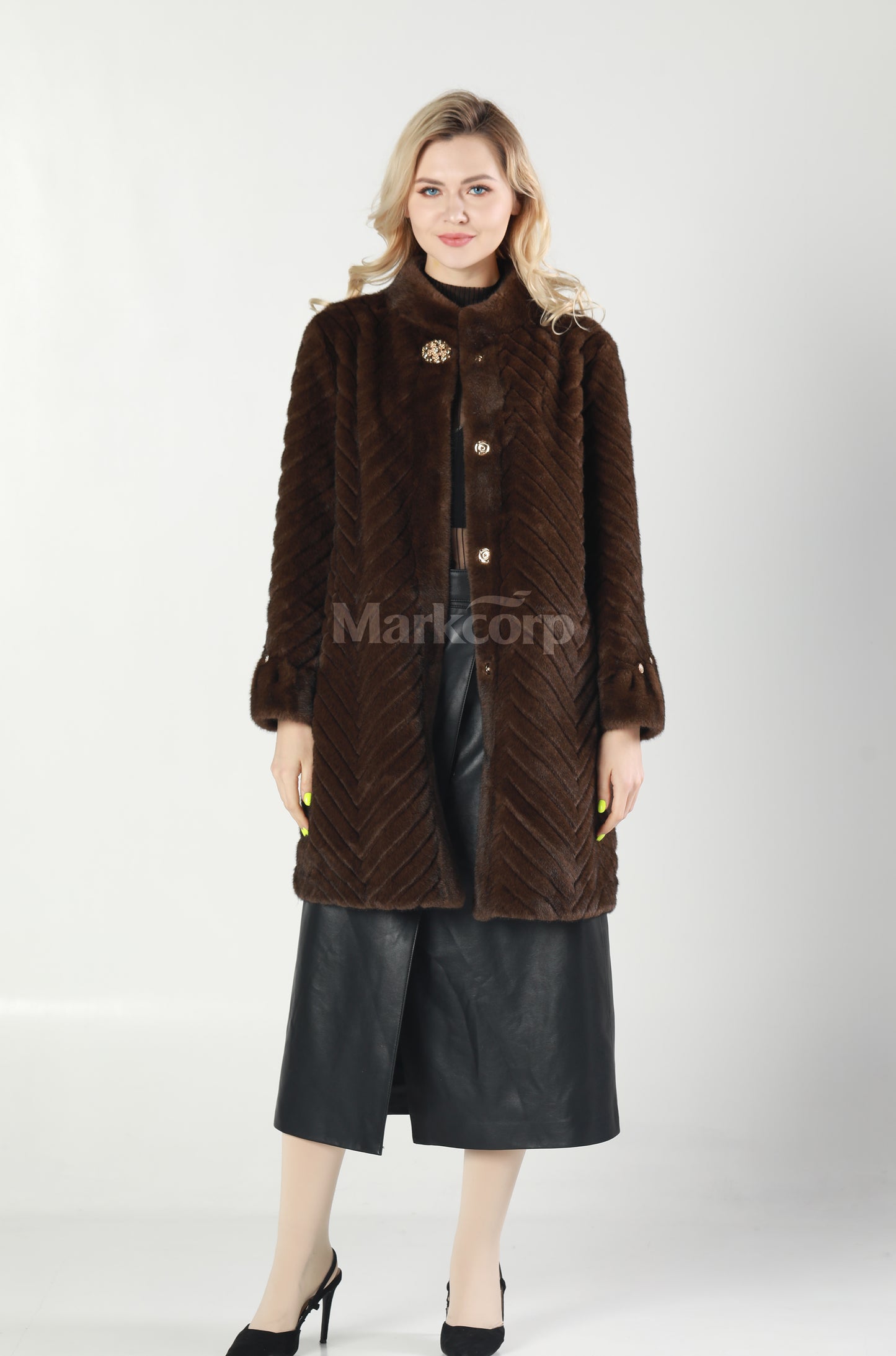 Markcorp Synthetic fur medium length coat