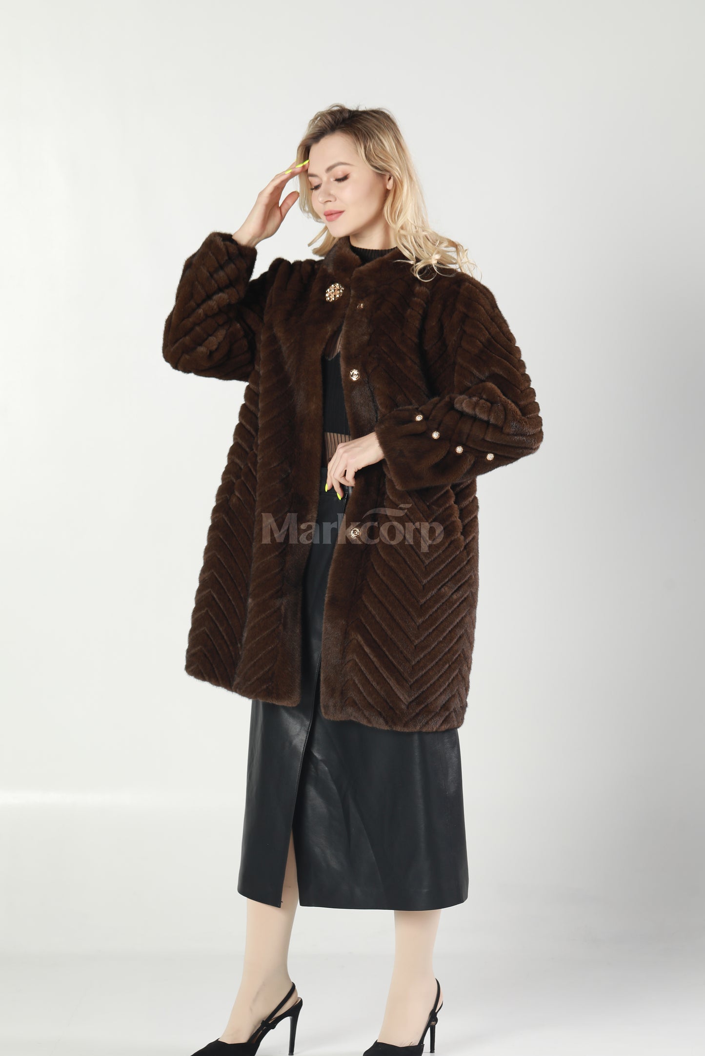 Markcorp Synthetic fur medium length coat