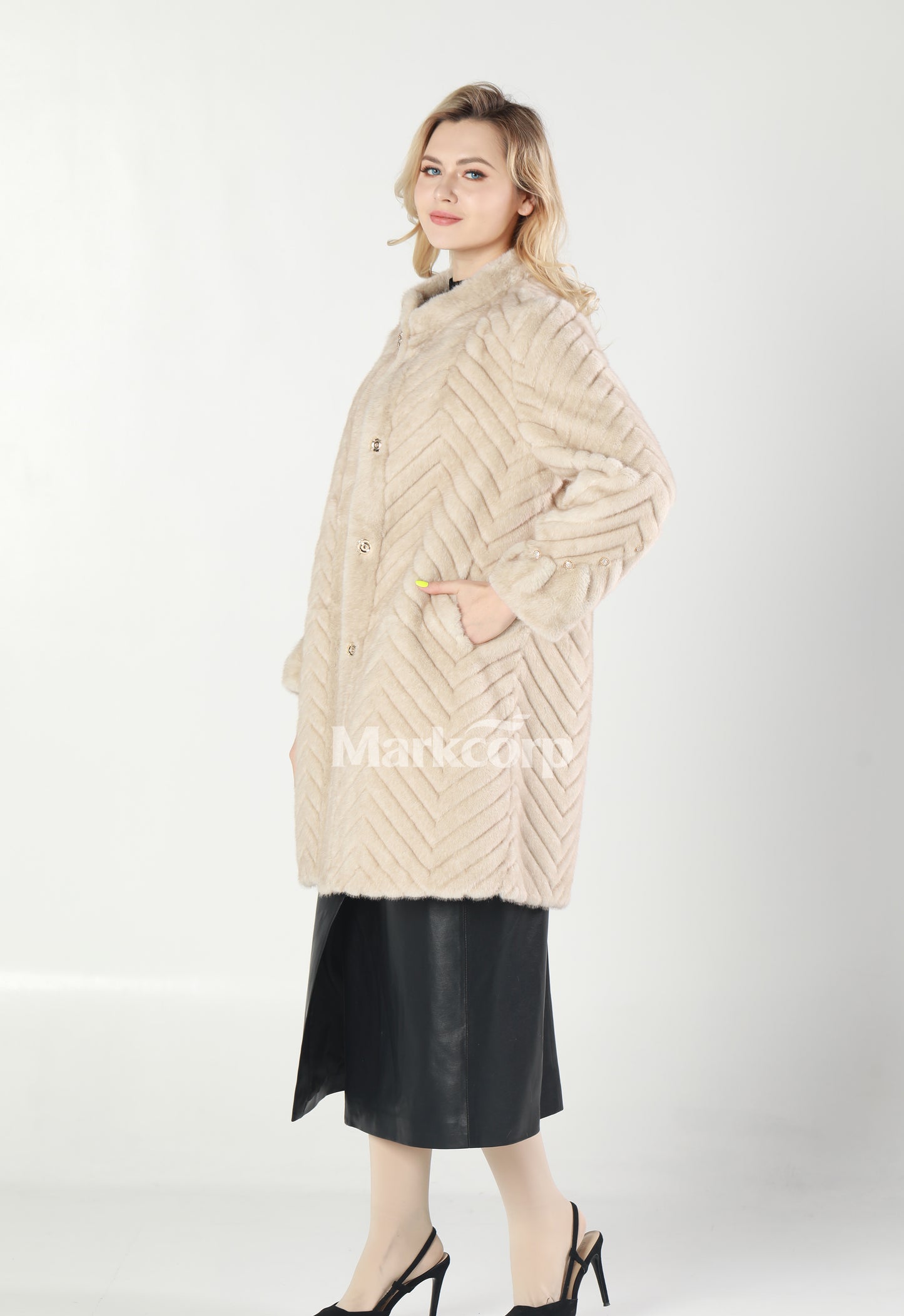 Markcorp Synthetic fur medium length coat
