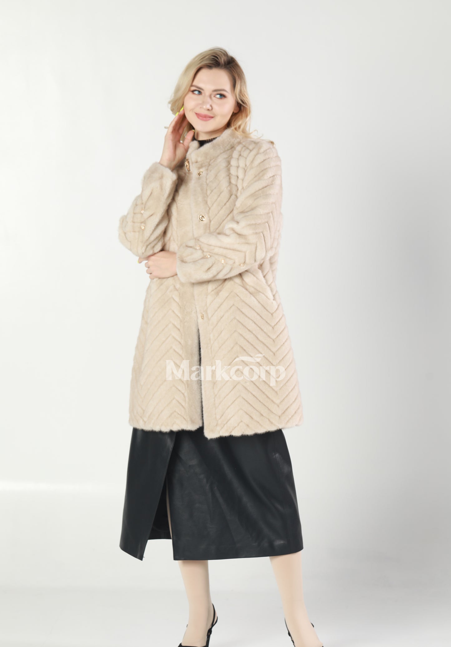 Markcorp Synthetic fur medium length coat