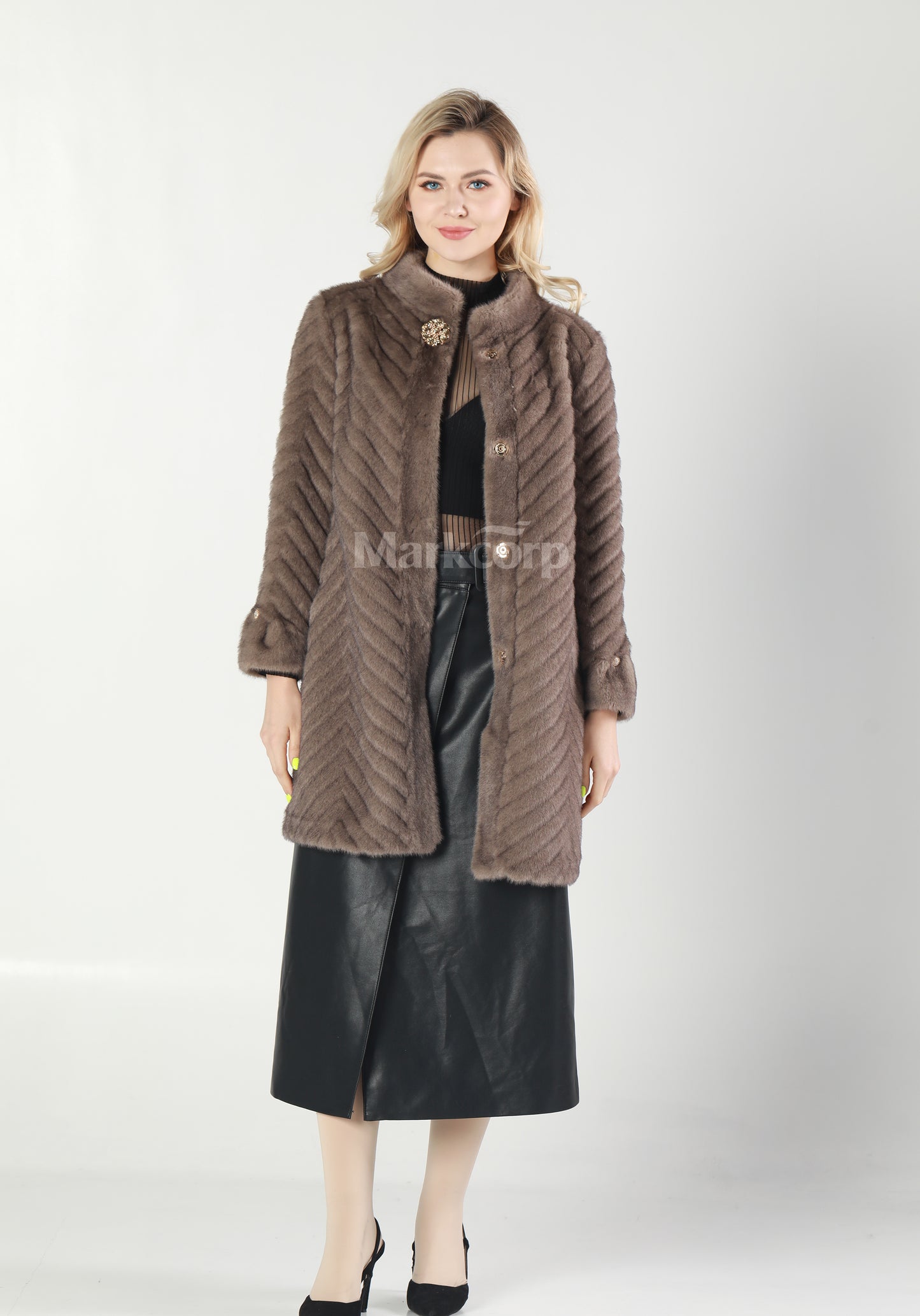 Markcorp Synthetic fur medium length coat