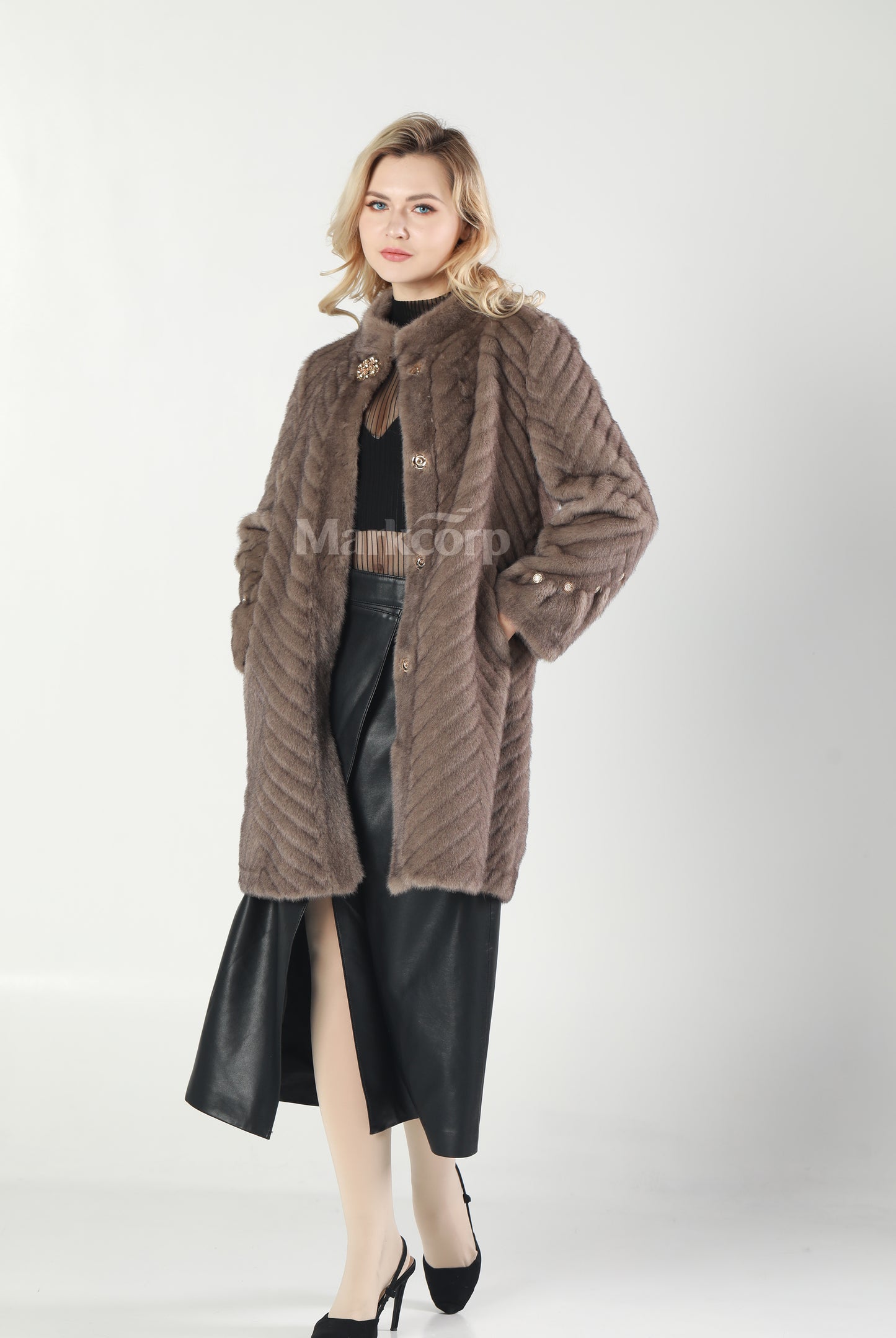 Markcorp Synthetic fur medium length coat