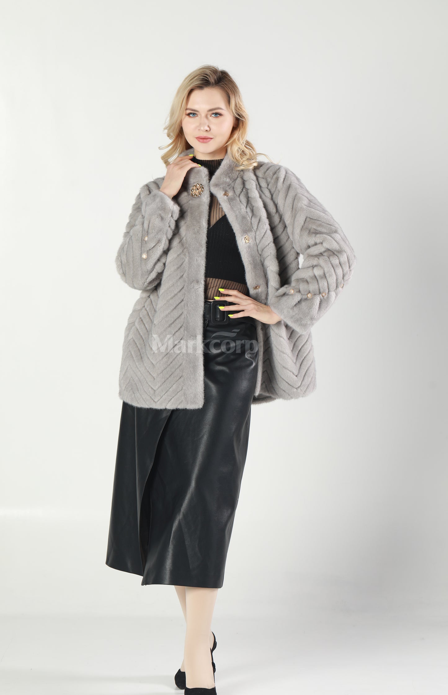 Markcorp Synthetic fur cropped coat