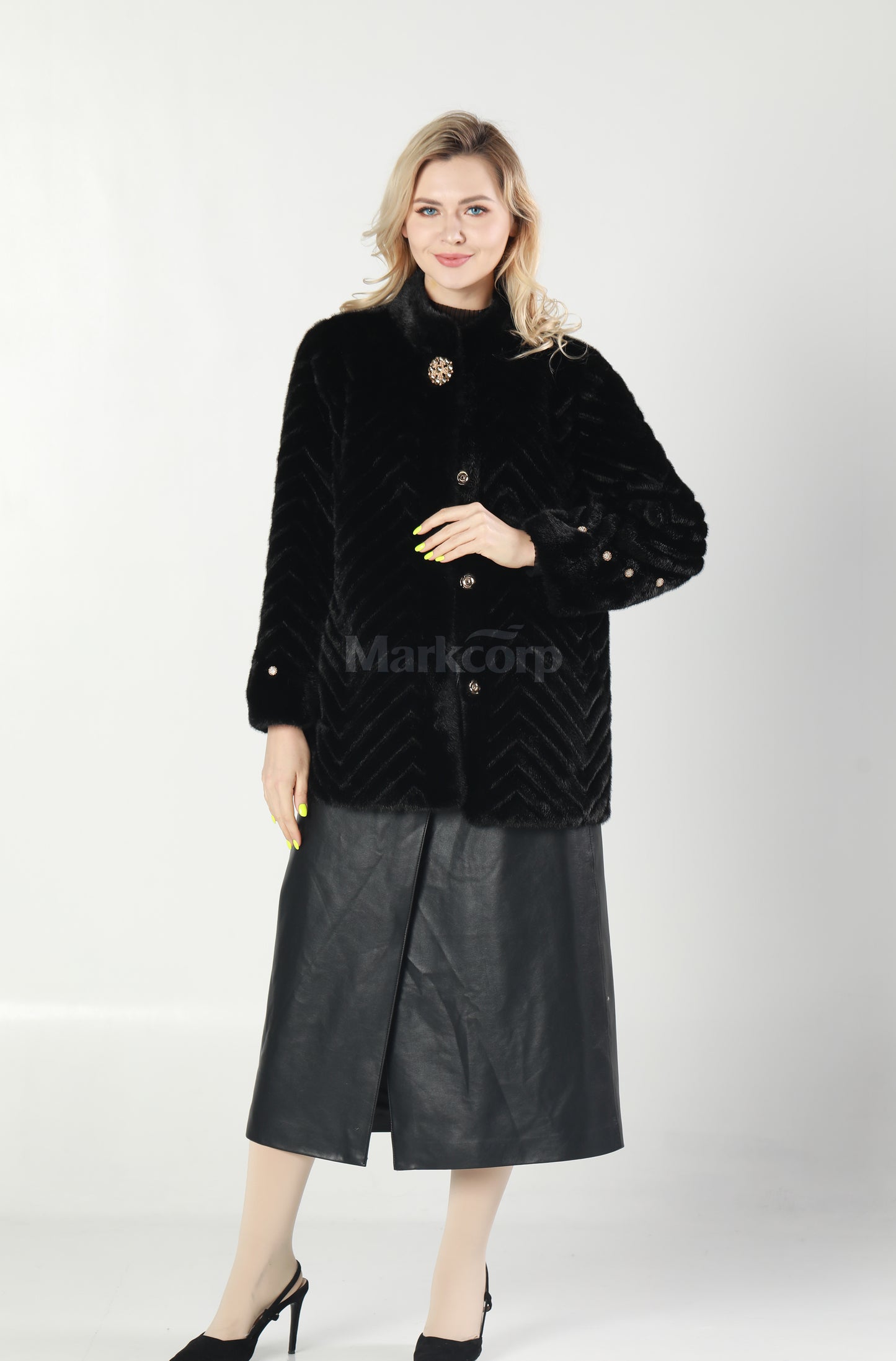 Markcorp Synthetic fur cropped coat