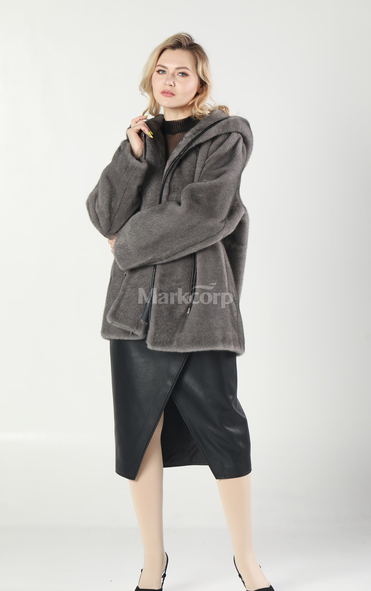 Markcorp Synthetic fur cropped coat
