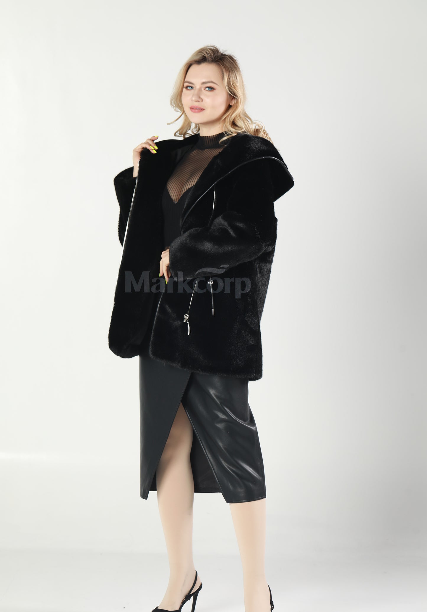 Markcorp Synthetic fur cropped coat