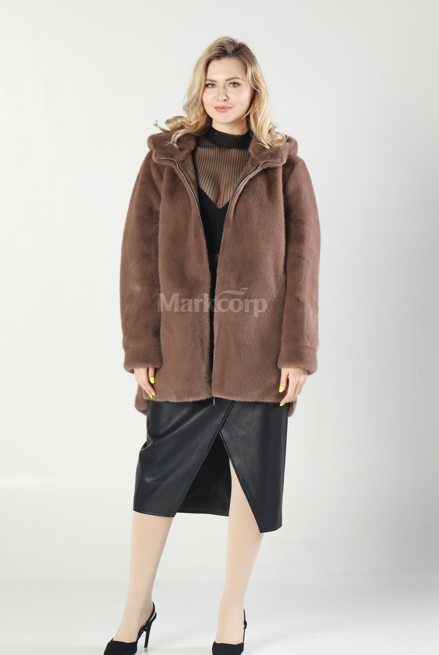 Markcorp Synthetic fur cropped coat