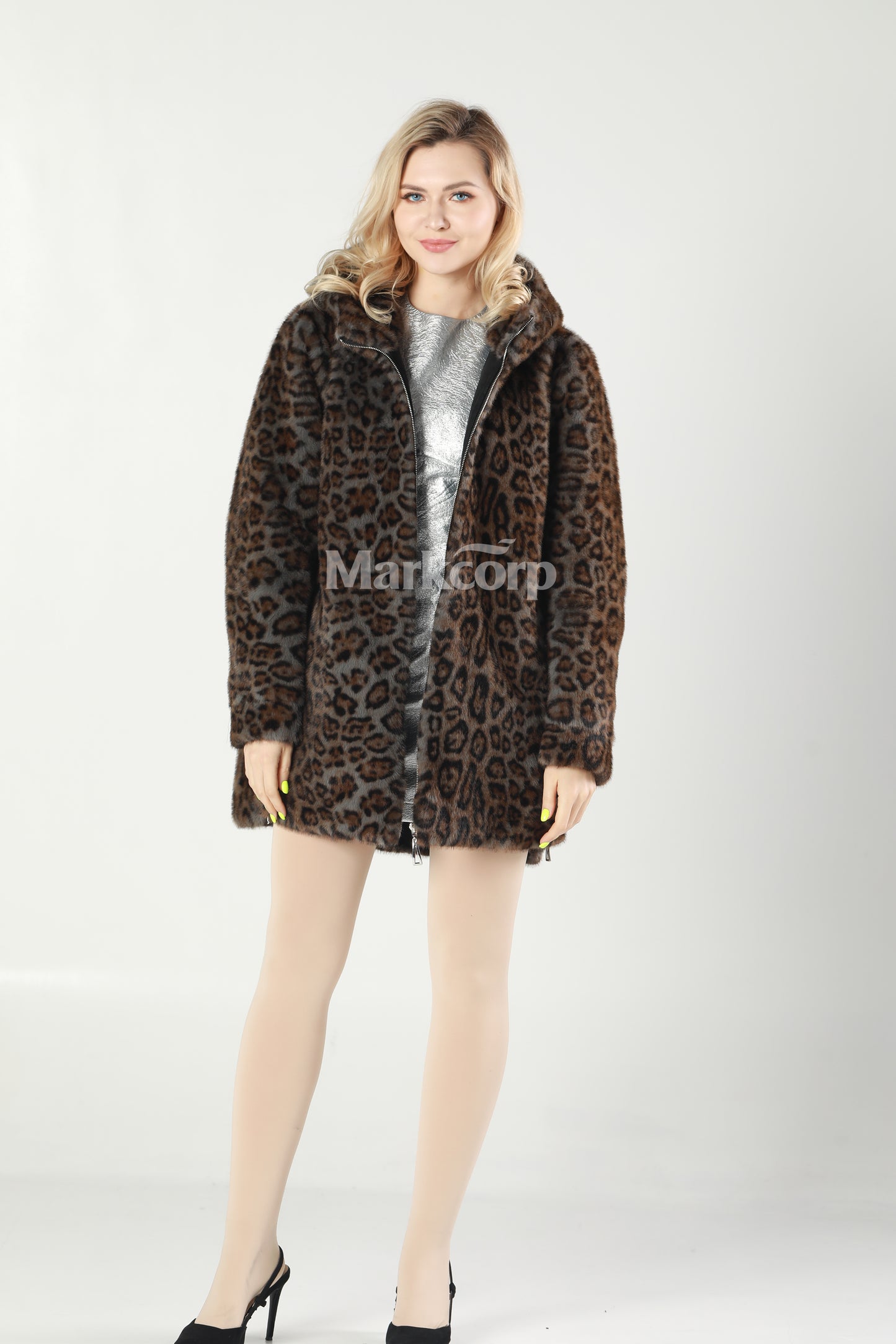 Markcorp Synthetic fur cropped coat