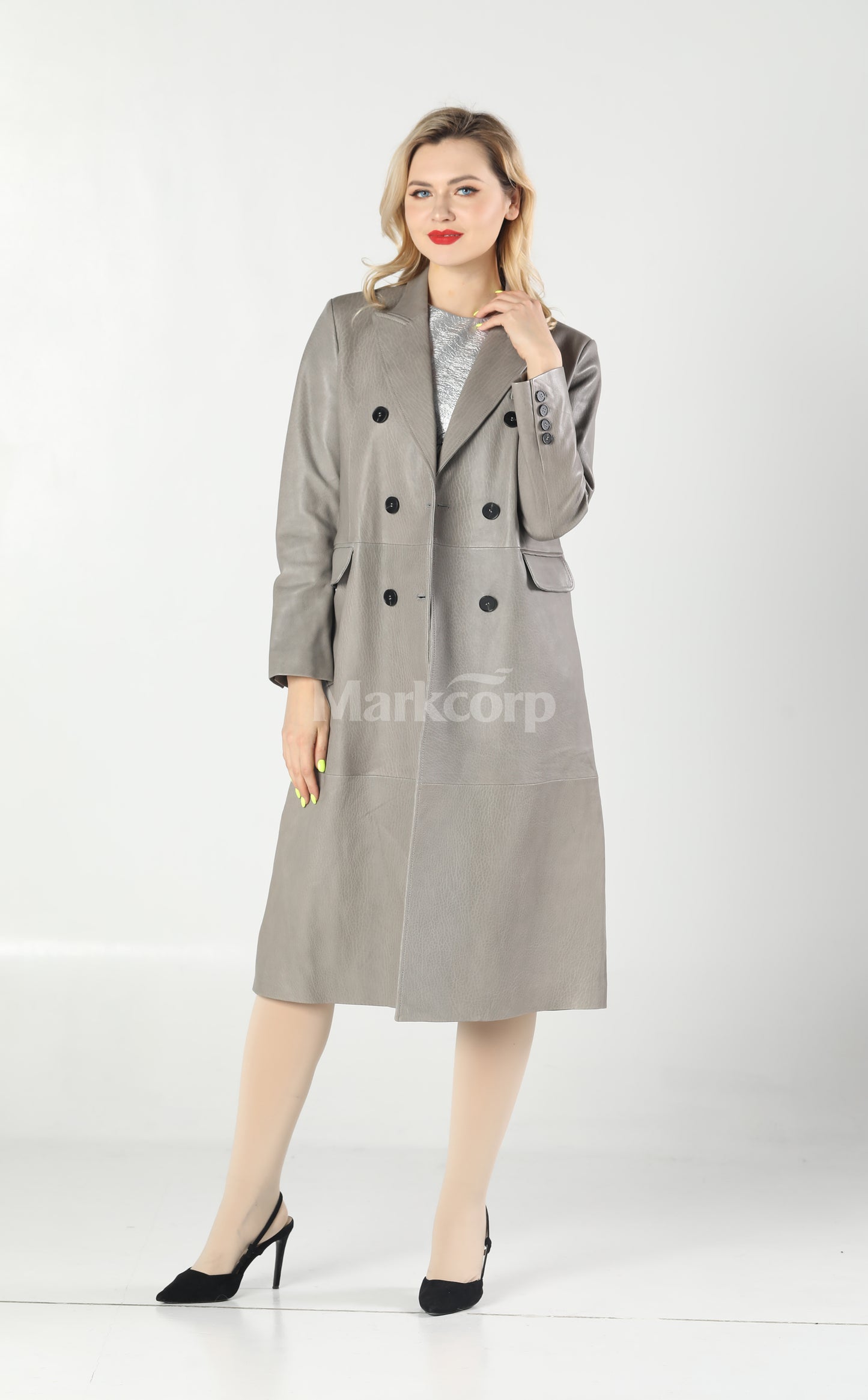 Markcorp Vintage-Inspired Leather Trench Coat
