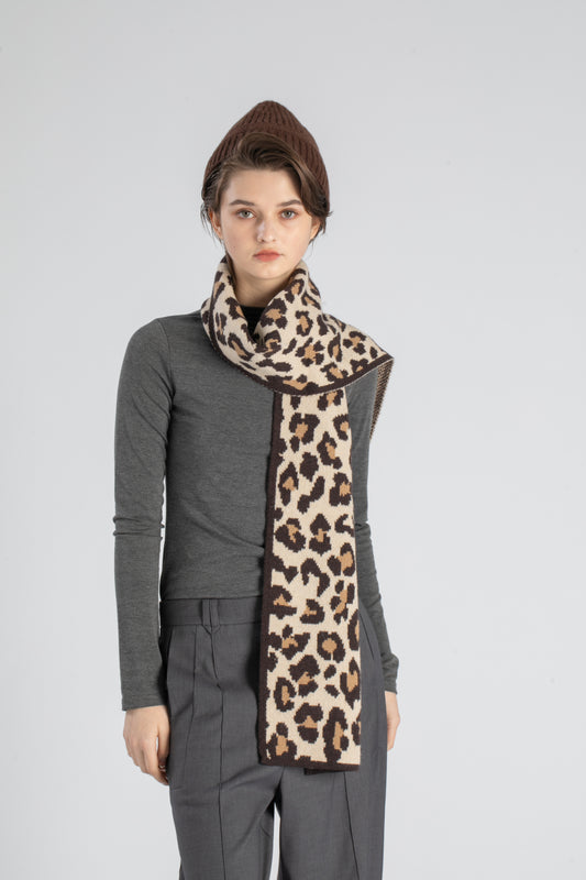 Markcorp Fashion knit scarf Ladies leopard print pure wool casual all-match scarf