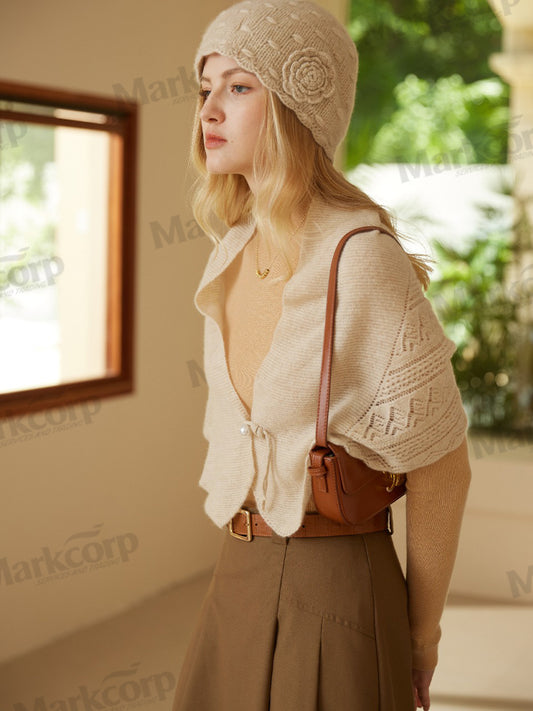 Markcorp versatile fashion casual cashmere niche women's simple solid color retro knitted outerwear