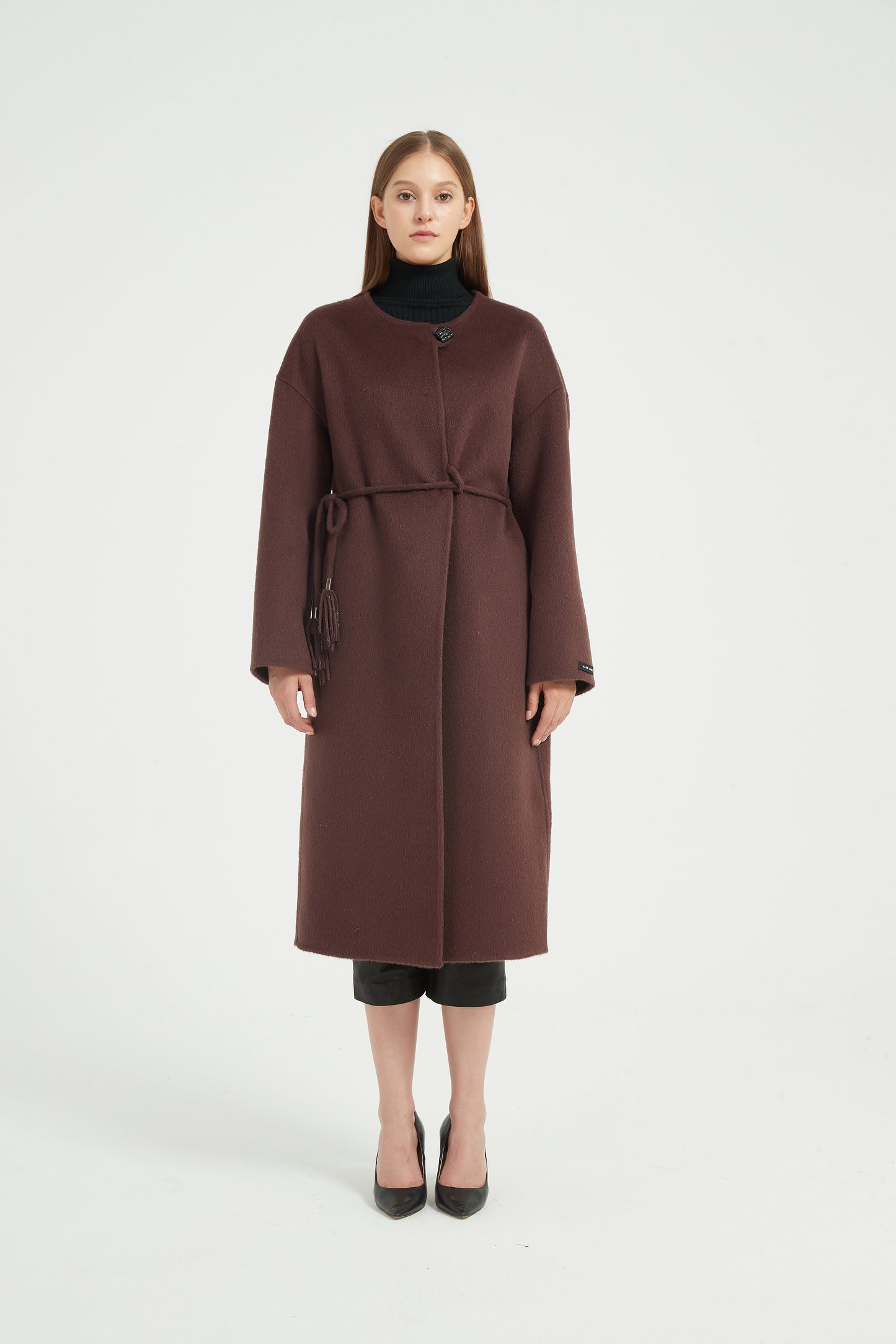 Markcorp designs women's wool camel fur round neck European and American style autumn and winter outerwear coat
