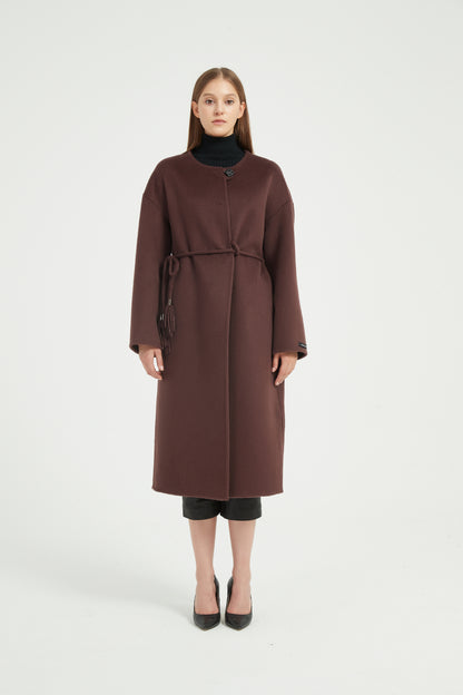 Markcorp designs women's wool camel fur round neck European and American style autumn and winter outerwear coat