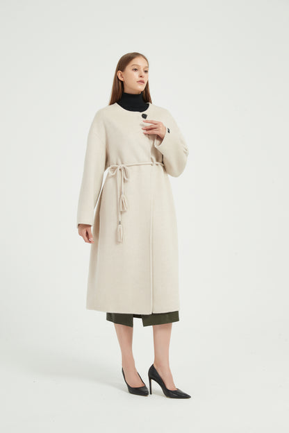 Markcorp designs women's wool camel fur round neck European and American style autumn and winter outerwear coat