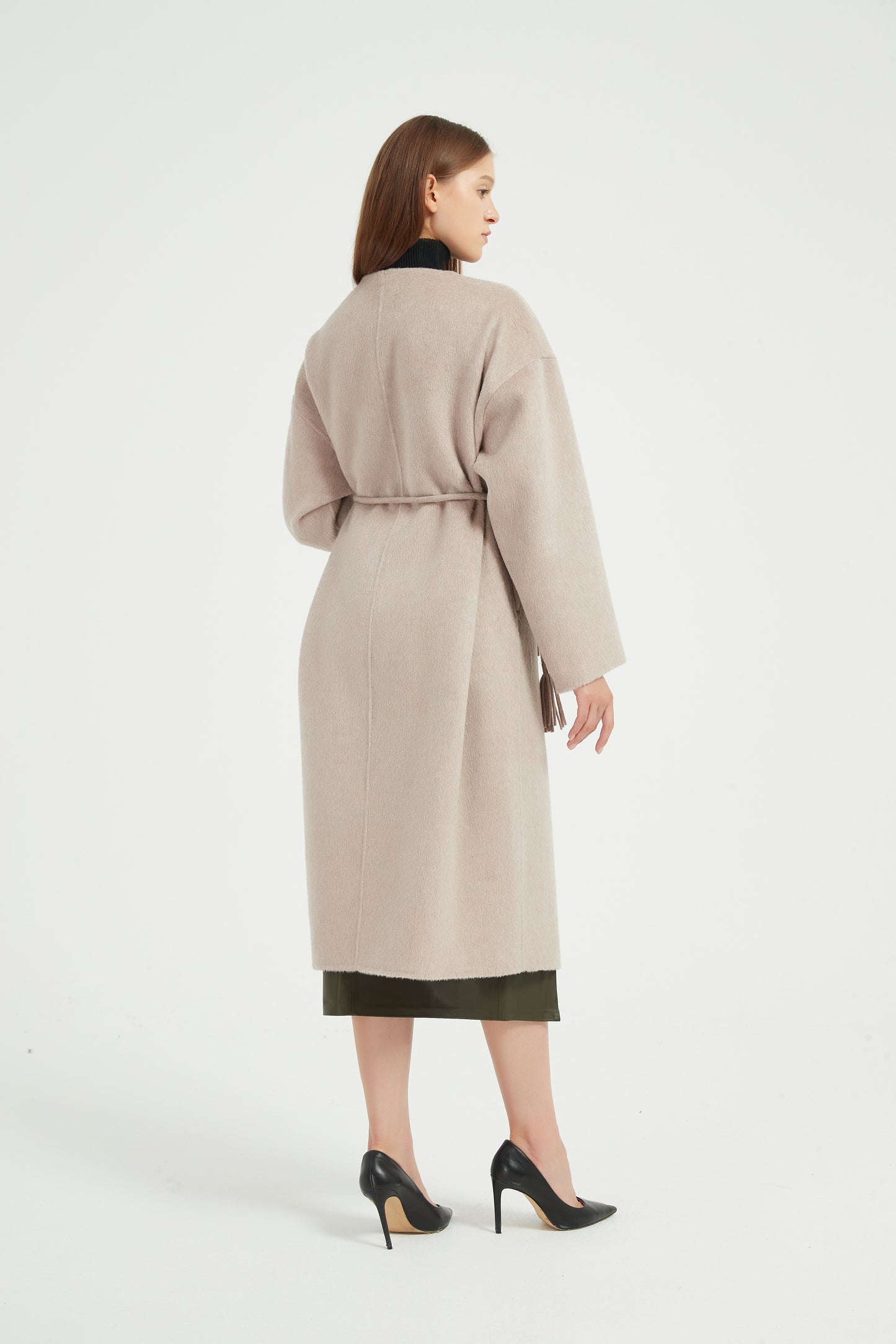 Markcorp designs women's wool camel fur round neck European and American style autumn and winter outerwear coat