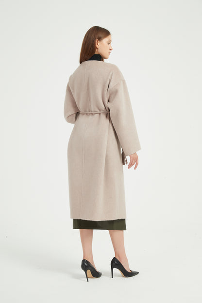 Markcorp designs women's wool camel fur round neck European and American style autumn and winter outerwear coat