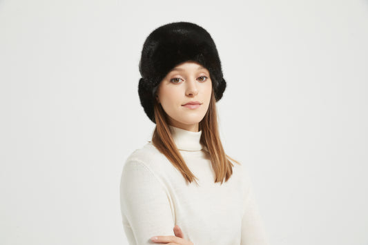 Markcorp fur straw hat knitted women's winter new mink cotton hat warm hat thickened and popular