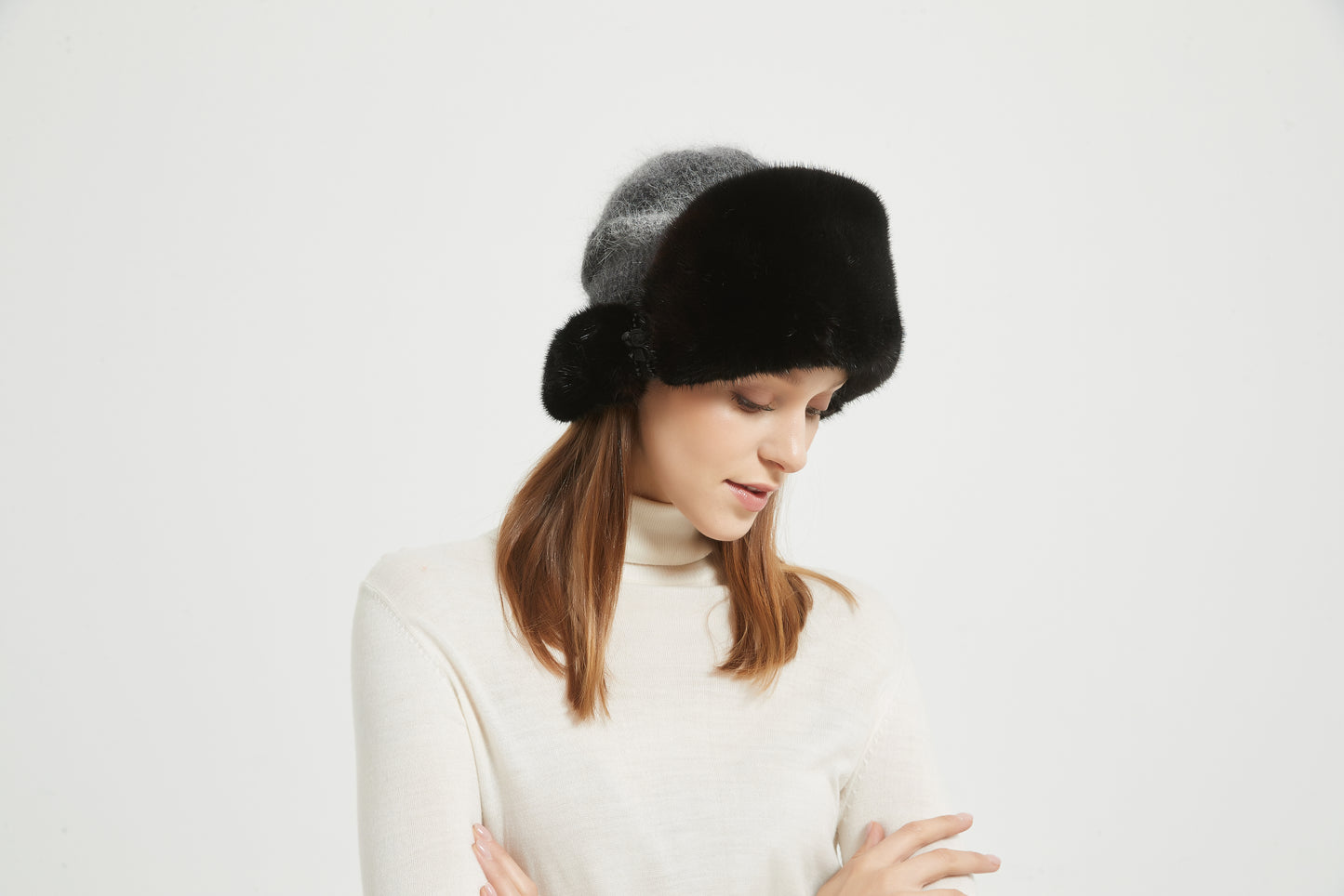 Markcorp fur straw hat knitted women's winter new mink cotton hat warm hat thickened and popular