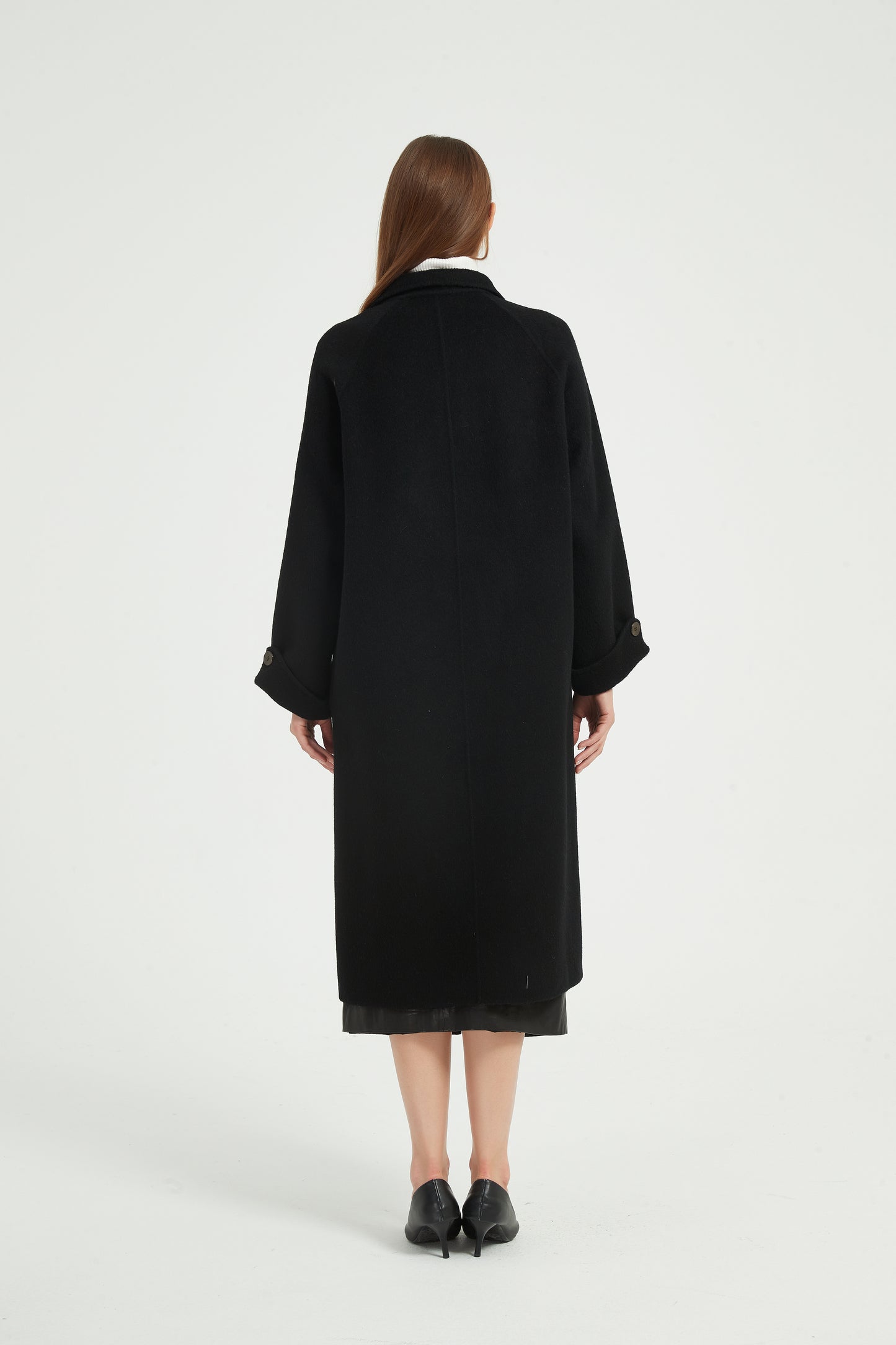 Markcorp Original Wool Camel Velvet Mulberry Silk Coat Pure Black Commuter Autumn/Winter Korean Women's Coat