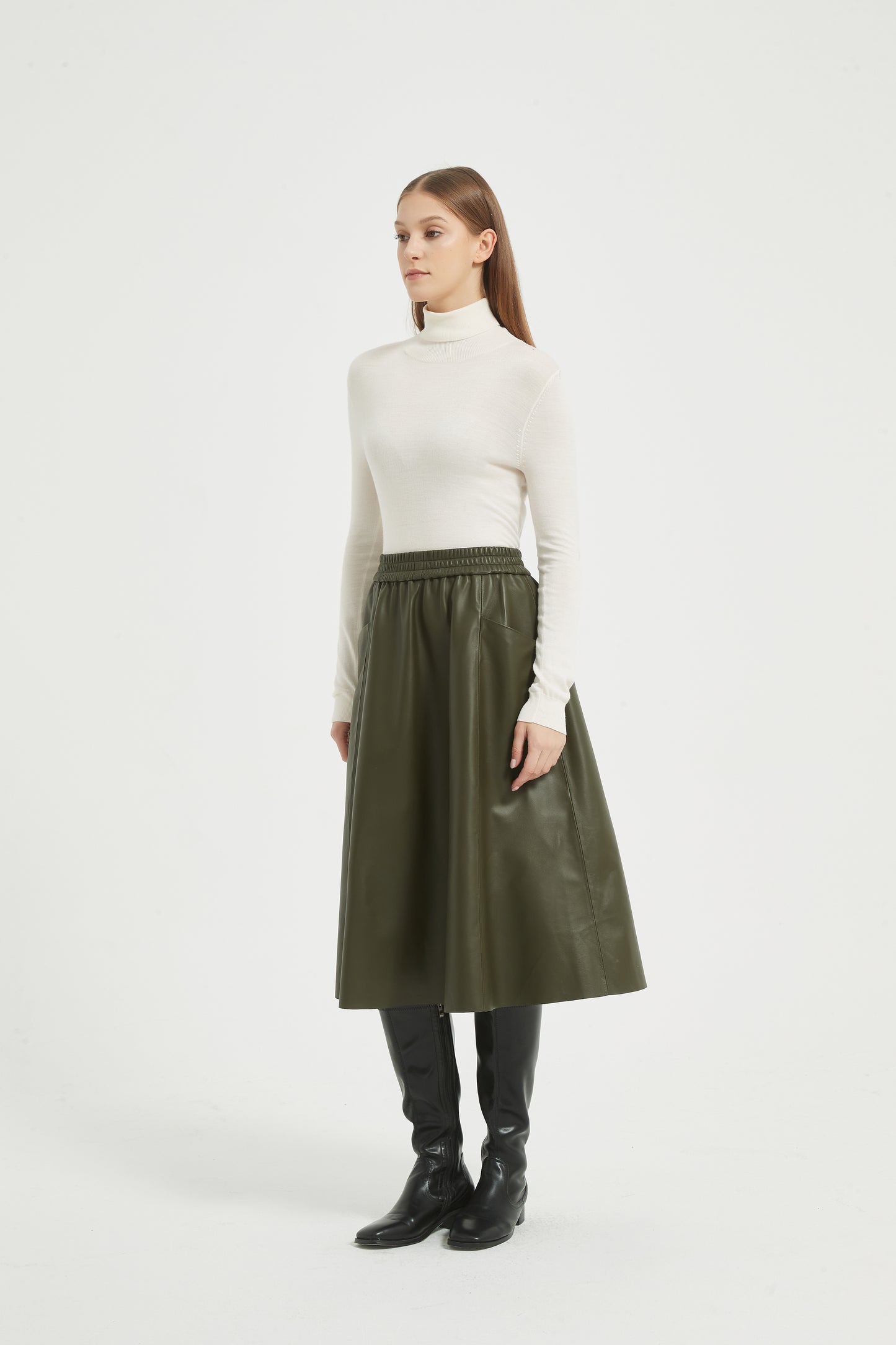 Markcorp Autumn/Winter New Half Skirt Retro High Waist Large Swing Umbrella Skirt High end Cotton Sheepskin A-line Skirt