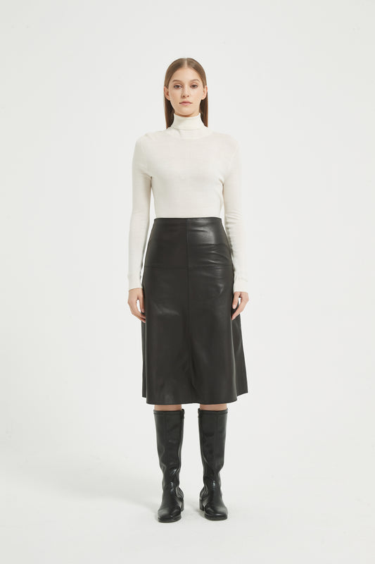 Markcorp Autumn/Winter New Sheepskin High Waist Versatile Retro A-line Skirt