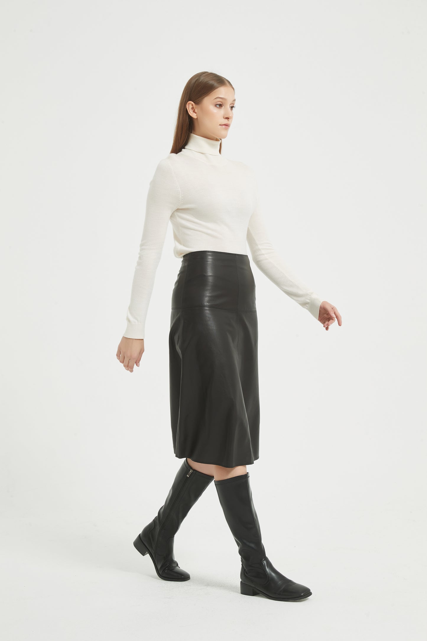 Markcorp Autumn/Winter New Sheepskin High Waist Versatile Retro A-line Skirt