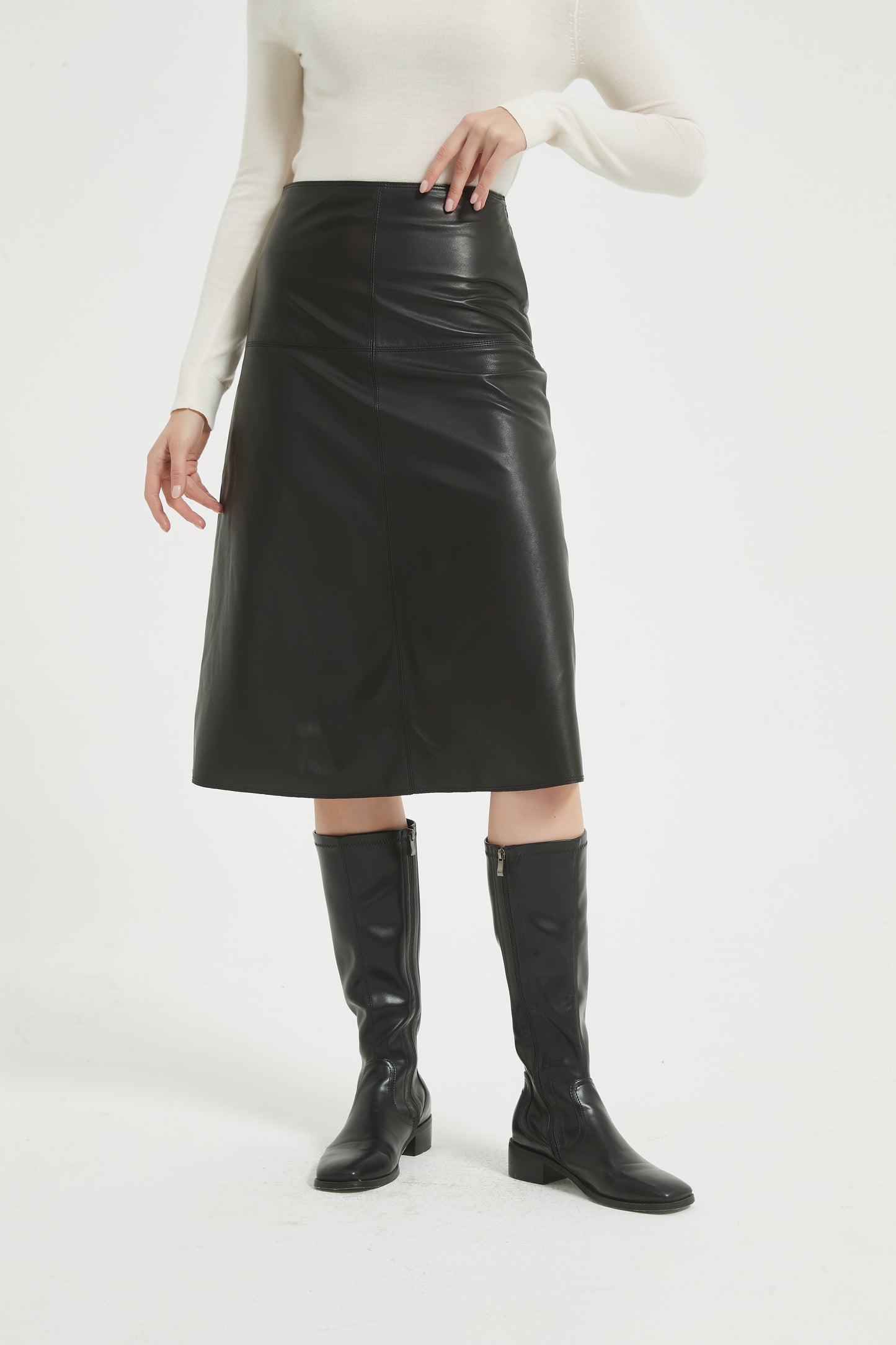 Markcorp Autumn/Winter New Sheepskin High Waist Versatile Retro A-line Skirt