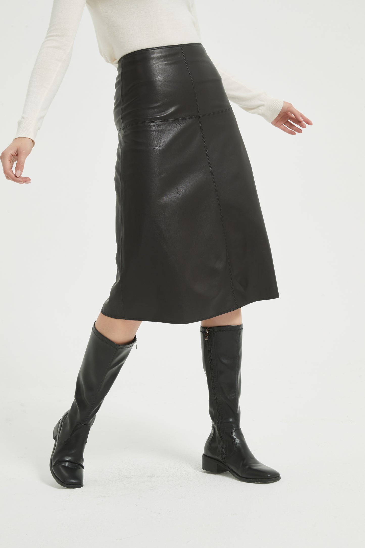 Markcorp Autumn/Winter New Sheepskin High Waist Versatile Retro A-line Skirt