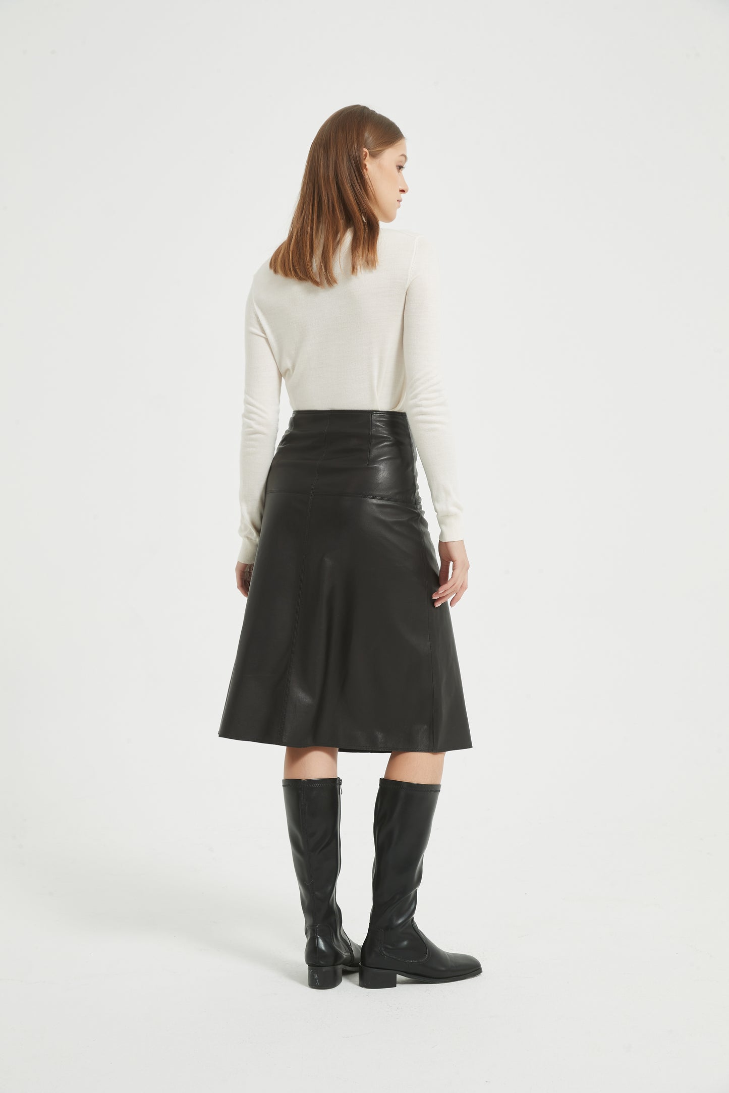 Markcorp Autumn/Winter New Sheepskin High Waist Versatile Retro A-line Skirt