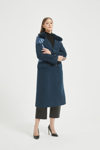 Markcorp original wool down coat, gemstone blue suit collar coat