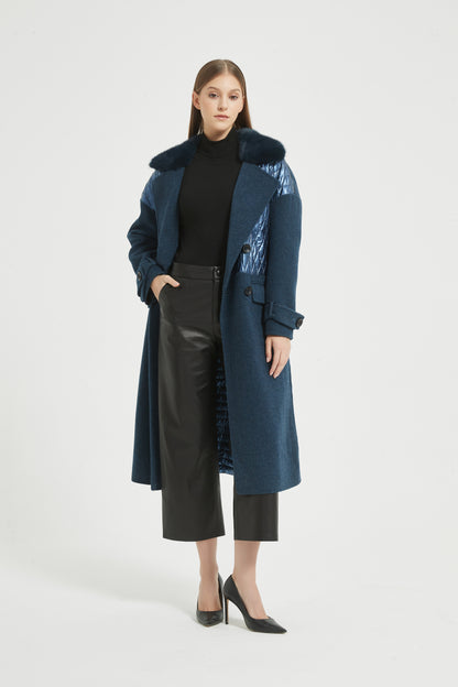 Markcorp original wool down coat, gemstone blue suit collar coat