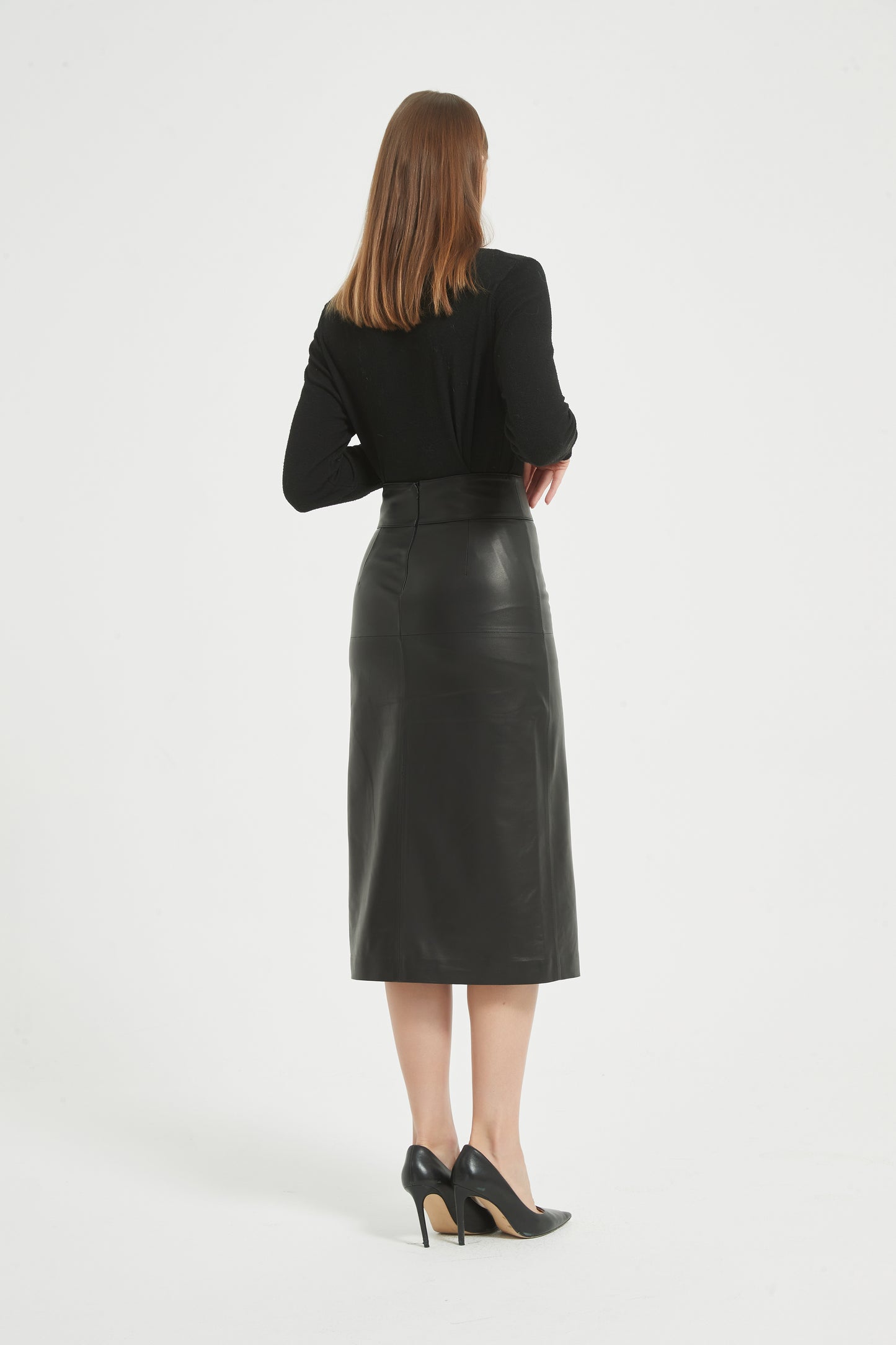 Markcorp Genuine Leather Skirt Women's Half Skirt New Sheepskin Mid Length Sheepskin One Step Skirt Split Long Skirt