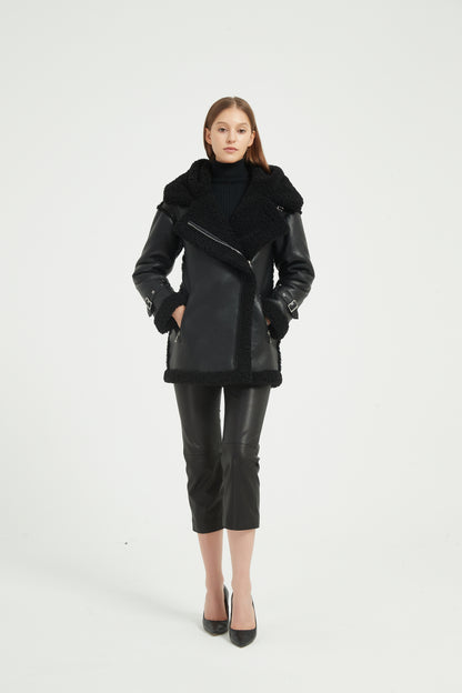 Markcorp Environmental protection fur one solid color faux fur faux leather fashion autumn and winter women's coat