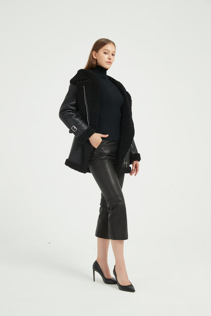 Markcorp Environmental protection fur one solid color faux fur faux leather fashion autumn and winter women's coat