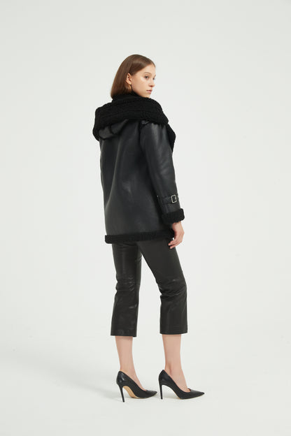 Markcorp Environmental protection fur one solid color faux fur faux leather fashion autumn and winter women's coat